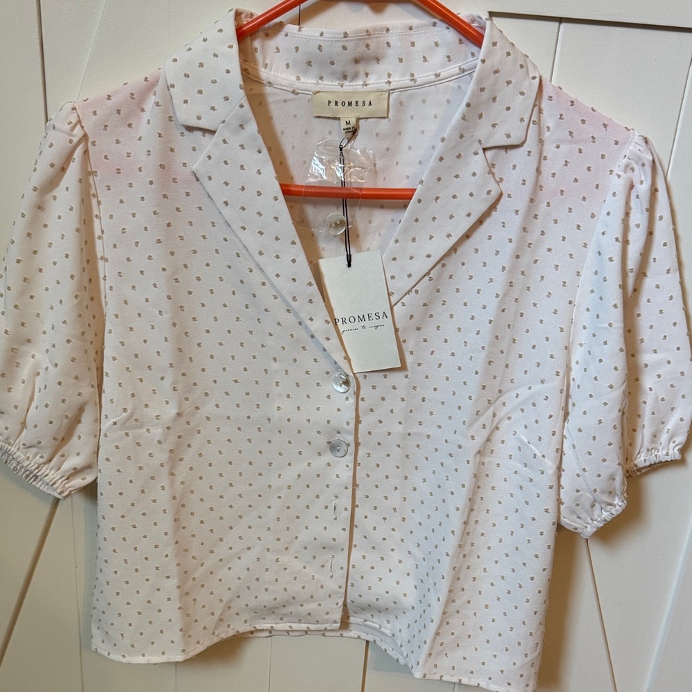 Promesa Cream Polka Dot Blouse